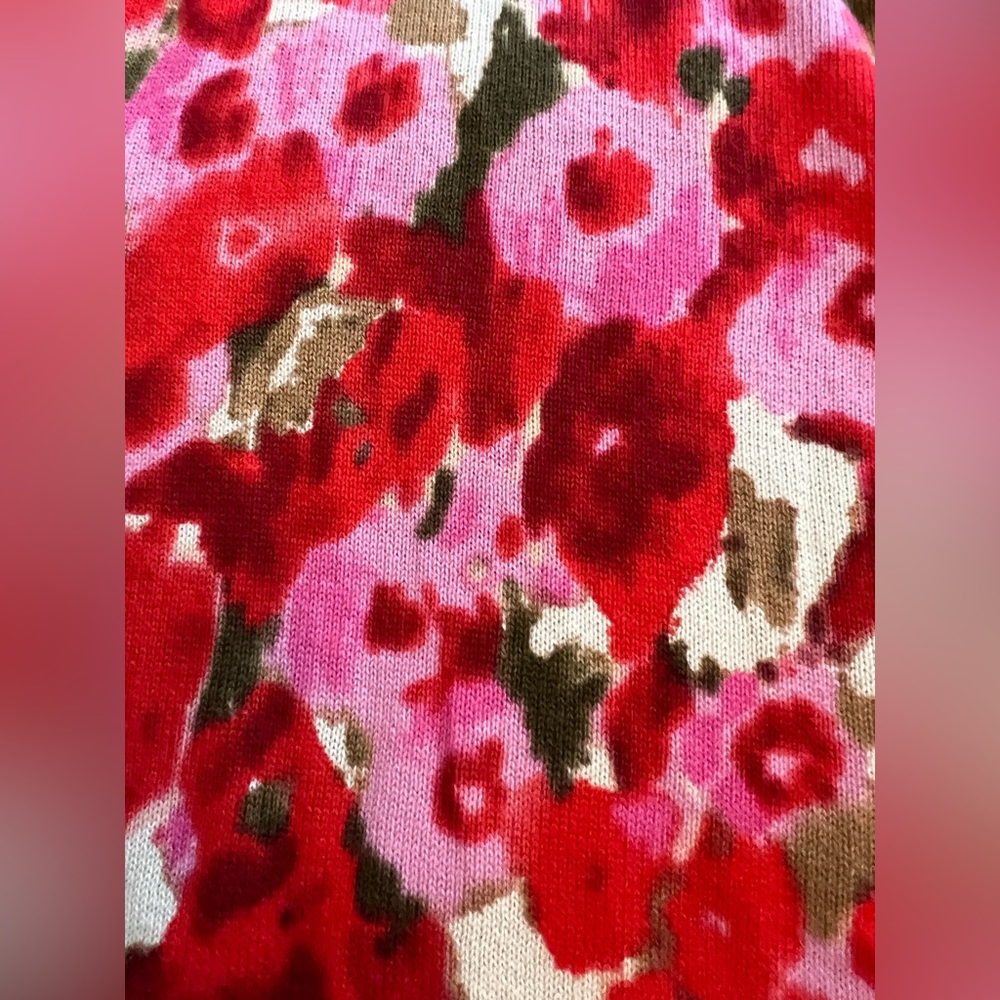 Lands End pink floral cardigan size large L - Picture 4 of 6